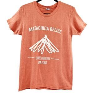 Belize Matachica Resort & Spa Orange White  Cotton Graphic T-Shirt Women's Sz S